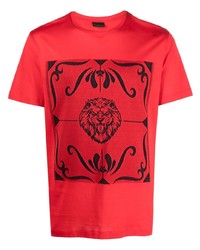 T-shirt à col rond imprimé rouge Billionaire