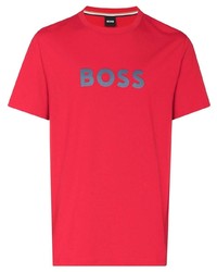 T-shirt à col rond imprimé rouge BOSS