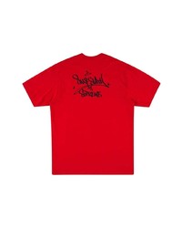 T-shirt à col rond imprimé rouge Supreme