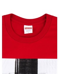 T-shirt à col rond imprimé rouge Supreme