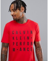 T-shirt à col rond imprimé rouge Calvin Klein Performance