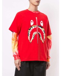 T-shirt à col rond imprimé rouge A Bathing Ape