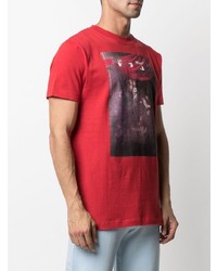 T-shirt à col rond imprimé rouge Off-White