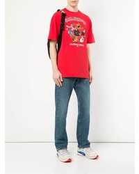 T-shirt à col rond imprimé rouge Vetements