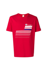 T-shirt à col rond imprimé rouge Champion