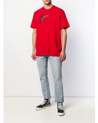 T-shirt à col rond imprimé rouge Supreme