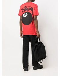 T-shirt à col rond imprimé rouge Stussy