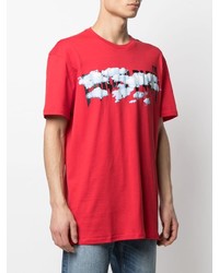 T-shirt à col rond imprimé rouge Philipp Plein