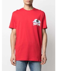 T-shirt à col rond imprimé rouge Philipp Plein