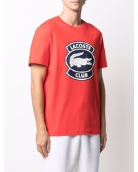 T-shirt à col rond imprimé rouge Lacoste