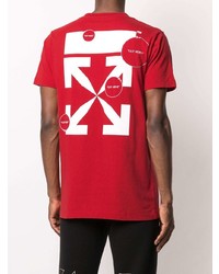 T-shirt à col rond imprimé rouge Off-White