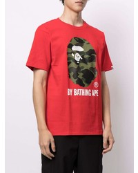 T-shirt à col rond imprimé rouge A Bathing Ape