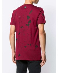 T-shirt à col rond imprimé rouge Philipp Plein