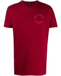 T-shirt à col rond imprimé rouge Diesel