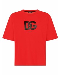 T-shirt à col rond imprimé rouge Dolce & Gabbana