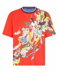 T-shirt à col rond imprimé rouge Dolce & Gabbana