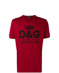 T-shirt à col rond imprimé rouge Dolce & Gabbana