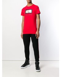 T-shirt à col rond imprimé rouge Philipp Plein