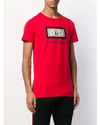 T-shirt à col rond imprimé rouge Philipp Plein