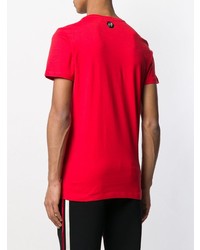 T-shirt à col rond imprimé rouge Philipp Plein