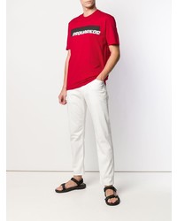 T-shirt à col rond imprimé rouge DSQUARED2