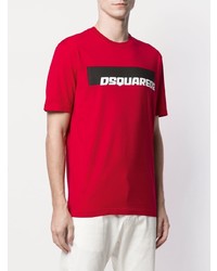 T-shirt à col rond imprimé rouge DSQUARED2