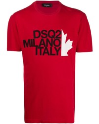 T-shirt à col rond imprimé rouge DSQUARED2