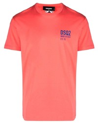 T-shirt à col rond imprimé rouge DSQUARED2