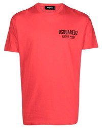 T-shirt à col rond imprimé rouge DSQUARED2