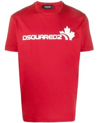 T-shirt à col rond imprimé rouge DSQUARED2