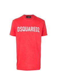 T-shirt à col rond imprimé rouge DSQUARED2