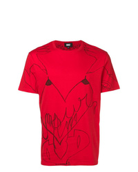 T-shirt à col rond imprimé rouge Dust