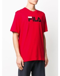 T-shirt à col rond imprimé rouge Fila