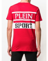 T-shirt à col rond imprimé rouge Plein Sport