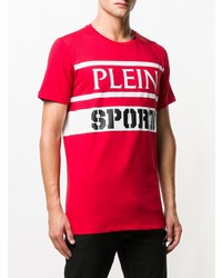 T-shirt à col rond imprimé rouge Plein Sport