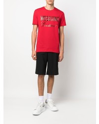 T-shirt à col rond imprimé rouge Moschino