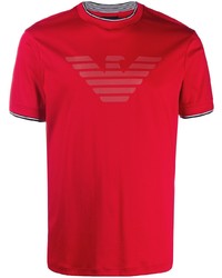 T-shirt à col rond imprimé rouge Emporio Armani