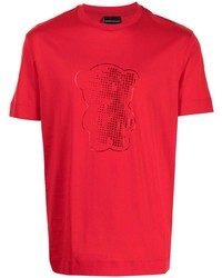 T-shirt à col rond imprimé rouge Emporio Armani