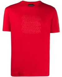 T-shirt à col rond imprimé rouge Emporio Armani