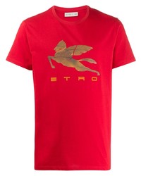 T-shirt à col rond imprimé rouge Etro