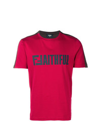 T-shirt à col rond imprimé rouge Fendi