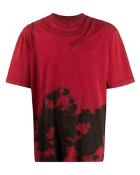 T-shirt à col rond imprimé rouge Feng Chen Wang