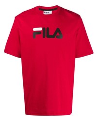 T-shirt à col rond imprimé rouge Fila