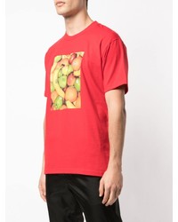 T-shirt à col rond imprimé rouge Supreme