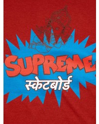 T-shirt à col rond imprimé rouge Supreme