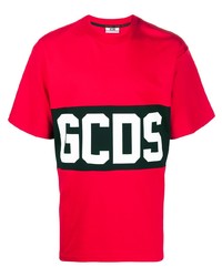 T-shirt à col rond imprimé rouge Gcds