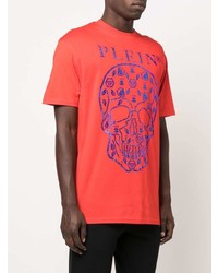 T-shirt à col rond imprimé rouge Philipp Plein