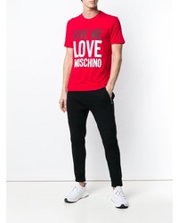 T-shirt à col rond imprimé rouge Love Moschino