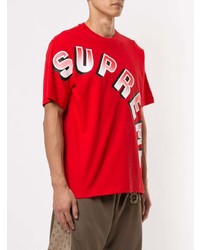 T-shirt à col rond imprimé rouge Supreme