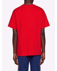 T-shirt à col rond imprimé rouge Gucci